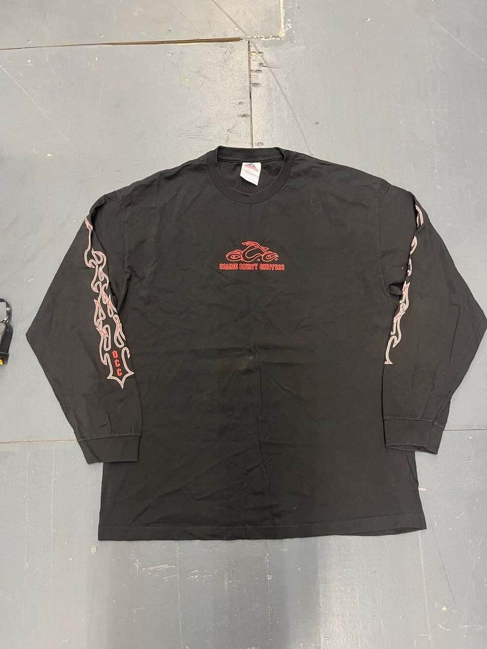 Orange County Choppers Vintage Long Sleeve T-Shirt Black Flame Sleeve XL